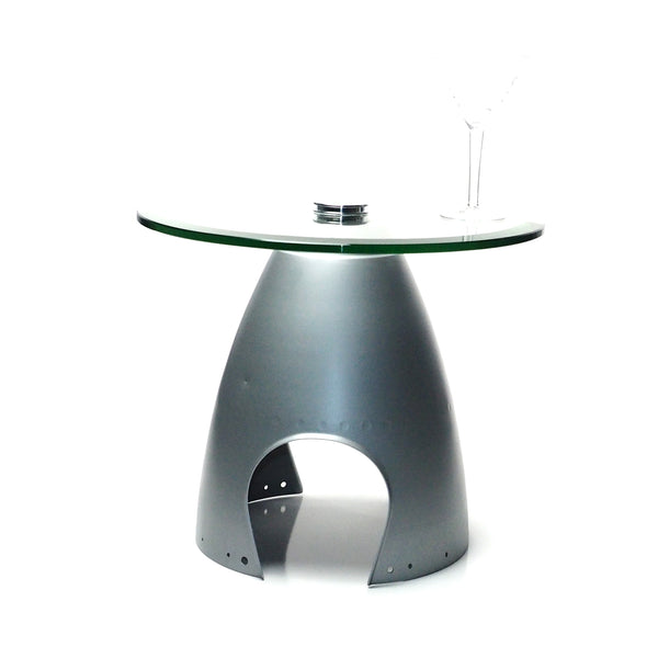 Space Age eames era Airplane Propeller Aviation Art Spinner Cone Coffee Side Cocktail Table (Silver)