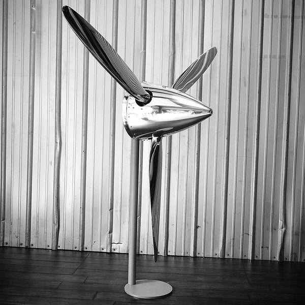 74" SILVER DRAGON 3-Bladed Mirror Polished Chrome Metal Aviation Art Industrial Airplane Propeller