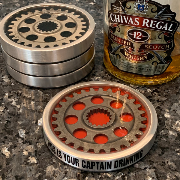 Pratt & Whitney Radial Engine Whisky Scotch Vodka Beer WWII Gear Coasters (Red | Black Edition)