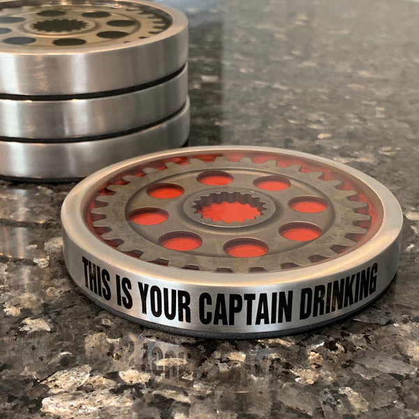 Pratt & Whitney Radial Engine Whisky Scotch Vodka Beer WWII Gear Coasters (Red | Black Edition)