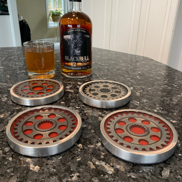 Pratt & Whitney Radial Engine Whisky Scotch Vodka Beer WWII Gear Coasters (Red | Black Edition)