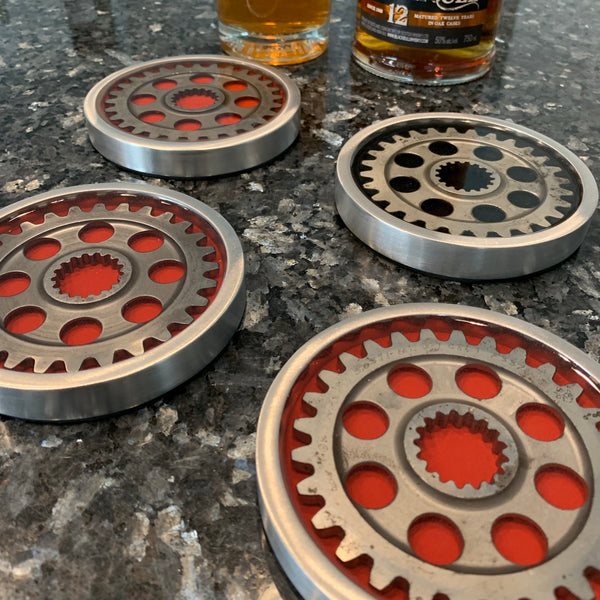 Pratt & Whitney Radial Engine Whisky Scotch Vodka Beer WWII Gear Coasters (Red | Black Edition)