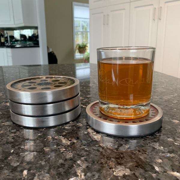 Pratt & Whitney Radial Engine Whisky Scotch Vodka Beer WWII Gear Coasters (Red | Black Edition)