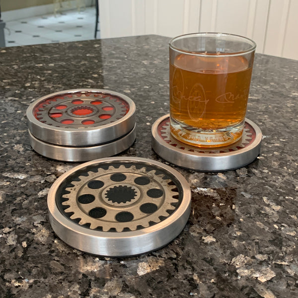 Pratt & Whitney Radial Engine Whisky Scotch Vodka Beer WWII Gear Coasters (Red | Black Edition)