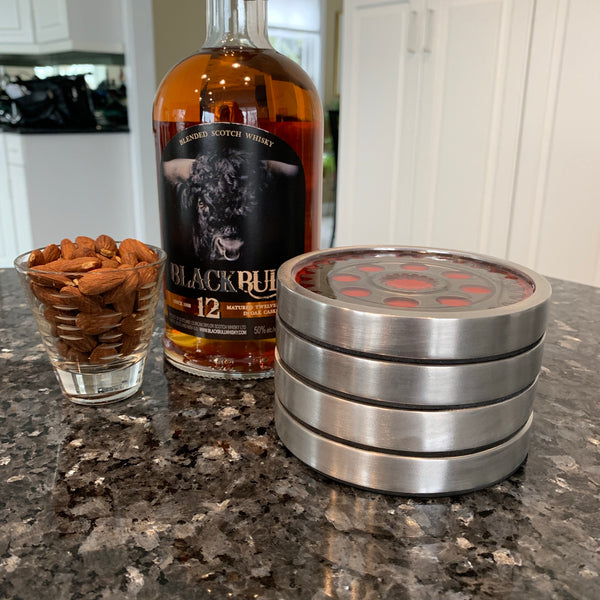 Pratt & Whitney Radial Engine Whisky Scotch Vodka Beer WWII Gear Coasters (Red | Black Edition)