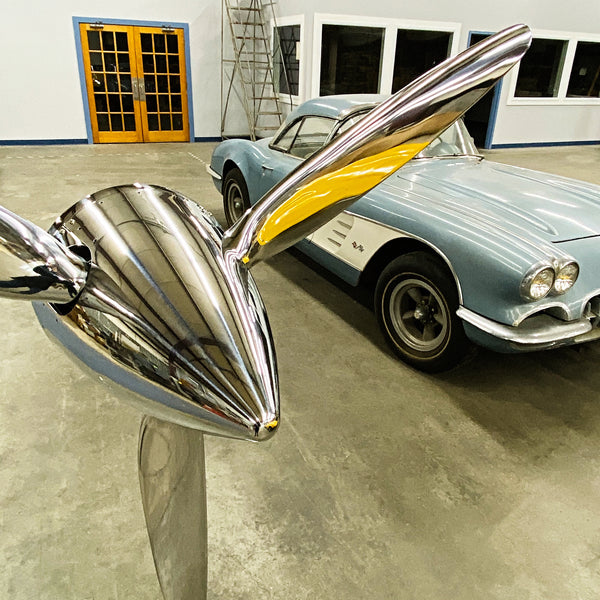 74" SILVER DRAGON 3-Bladed Mirror Polished Chrome Metal Aviation Art Industrial Airplane Propeller