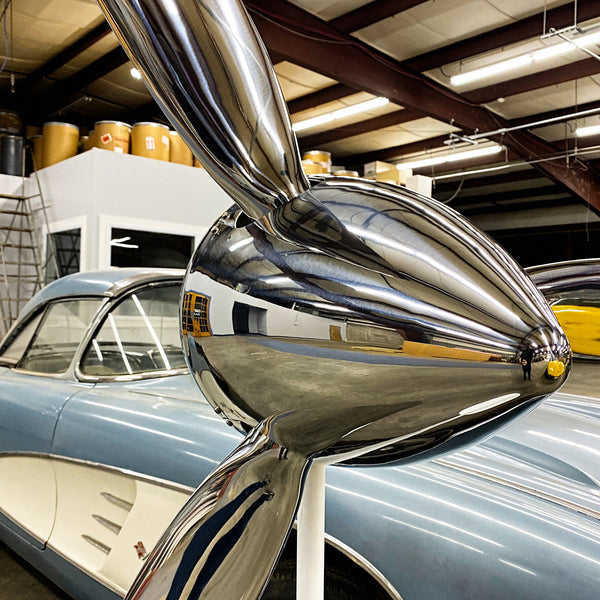 74" SILVER DRAGON 3-Bladed Mirror Polished Chrome Metal Aviation Art Industrial Airplane Propeller