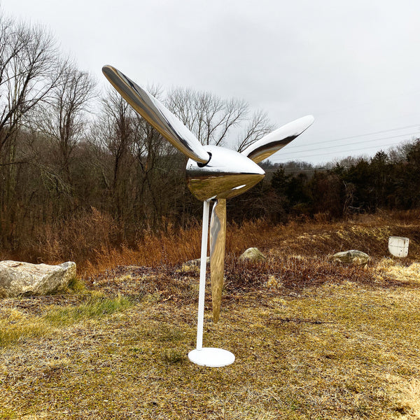 74" SILVER DRAGON 3-Bladed Mirror Polished Chrome Metal Aviation Art Industrial Airplane Propeller