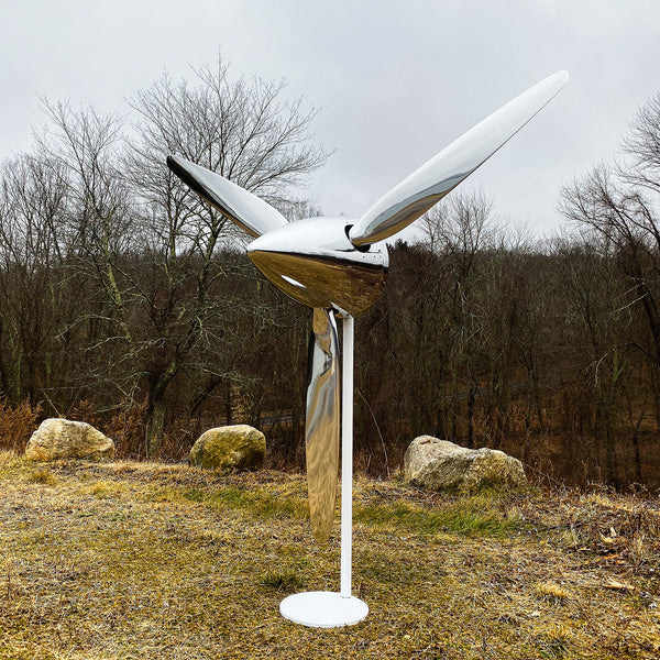 74" SILVER DRAGON 3-Bladed Mirror Polished Chrome Metal Aviation Art Industrial Airplane Propeller