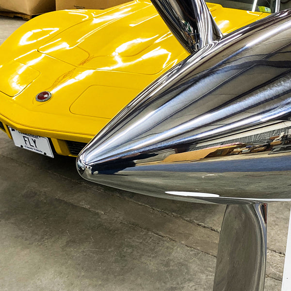 74" SILVER DRAGON 3-Bladed Mirror Polished Chrome Metal Aviation Art Industrial Airplane Propeller