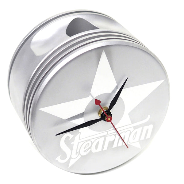 J-Cobs WWII US NAVY PT-18 Stearman Radial Engine Piston Mirror Desk Clock (USN Stearman Edition)