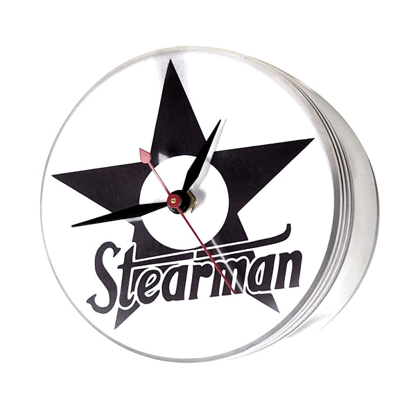 J-Cobs WWII US NAVY PT-18 Stearman Radial Engine Piston Mirror Desk Clock (USN Stearman Edition)