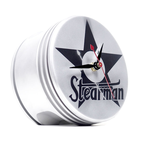 J-Cobs WWII US NAVY PT-18 Stearman Radial Engine Piston Mirror Desk Clock (USN Stearman Edition)