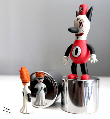 Modern Polished Chrome Steel Toy | Action Figure Display Stand for Labbit Dunny & Collectibles