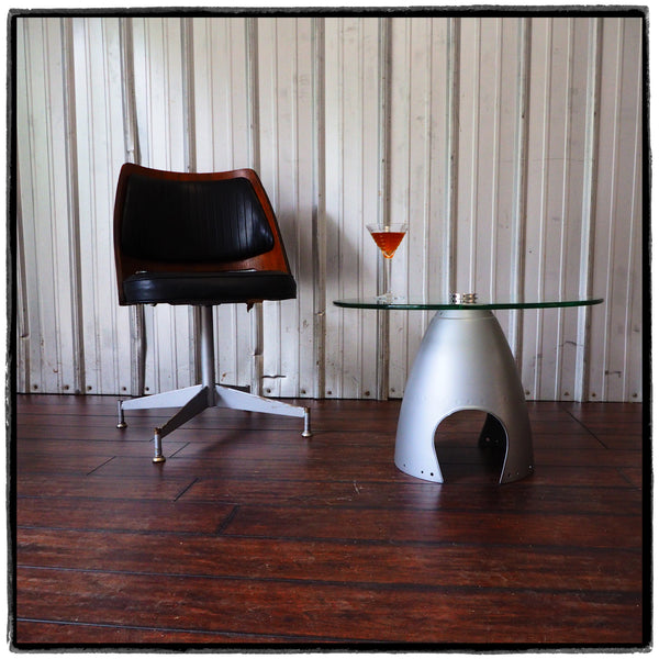 Space Age eames era Airplane Propeller Aviation Art Spinner Cone Coffee Side Cocktail Table (Silver)
