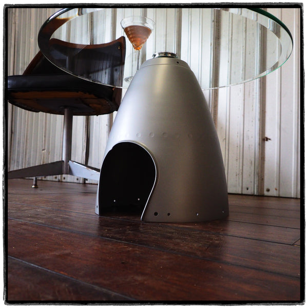 Space Age eames era Airplane Propeller Aviation Art Spinner Cone Coffee Side Cocktail Table (Silver)