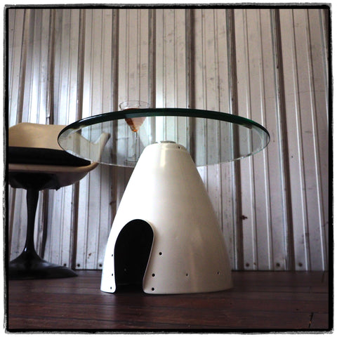 Space Age eames era Airplane Propeller Aviation Art Spinner Cone Coffee Side Cocktail Table (White)