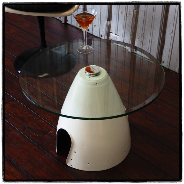 Space Age eames era Airplane Propeller Aviation Art Spinner Cone Coffee Side Cocktail Table (White)