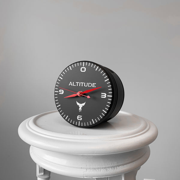 The Altimeter WWII Jacobs Airplane Radial Engine Piston Altitude Black Desk Clock