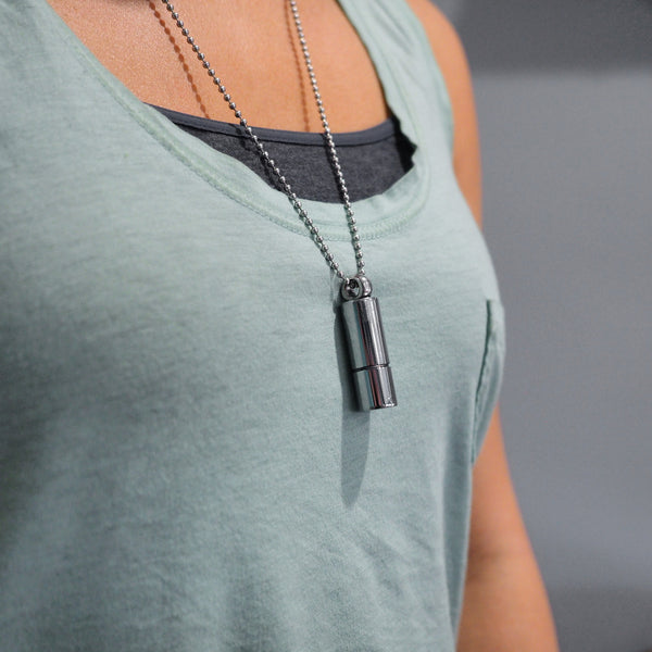 Polished Pill Unisex Chrome Polished Aviation Art Ball Chain Necklace