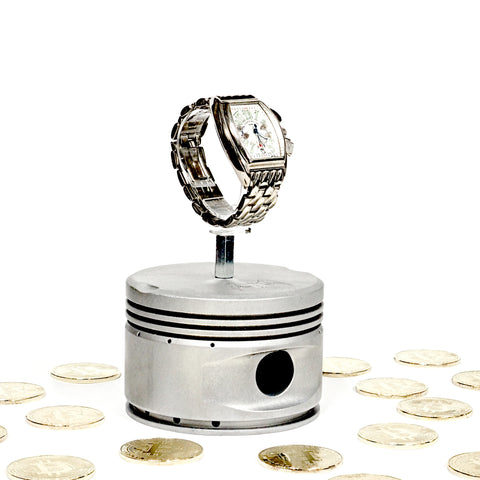 Continental Motors 0-200 C90 Airplane Engine Raw Piston Watch Display Stand (FLYING BITCOIN)