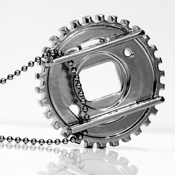 The Gear II Steampunk Industrial Chrome Dog Chain Aviator Necklace