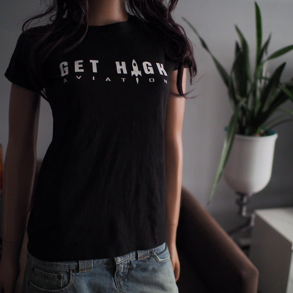 Get High Aviation Mens & Womens Aviator Pilot Flying Monkey Rocket T-Shirt