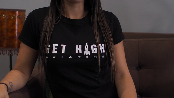 Get High Aviation Mens & Womens Aviator Pilot Flying Monkey Rocket T-Shirt