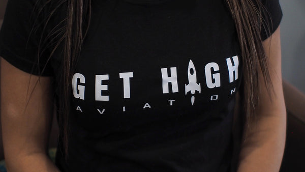 Get High Aviation Mens & Womens Aviator Pilot Flying Monkey Rocket T-Shirt