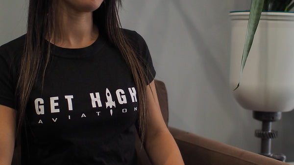 Get High Aviation Mens & Womens Aviator Pilot Flying Monkey Rocket T-Shirt