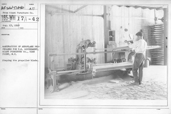 100" Curtiss OX-5 JN-4 Jenny WWI Toothpick Wooden Airplane Propeller by Southern Aircraft Company (High Point, NC)