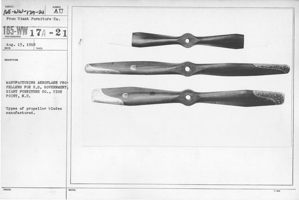100" Curtiss OX-5 JN-4 Jenny WWI Toothpick Wooden Airplane Propeller by Southern Aircraft Company (High Point, NC)