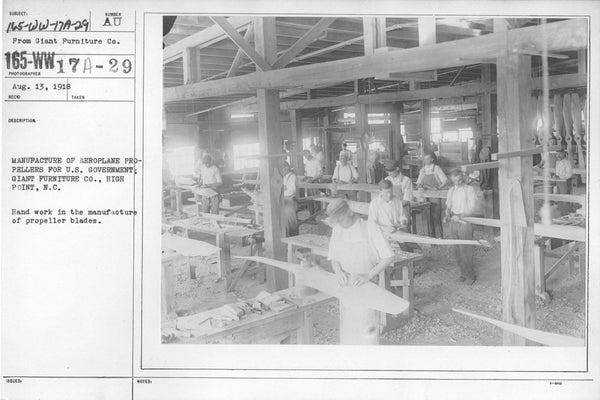 100" Curtiss OX-5 JN-4 Jenny WWI Toothpick Wooden Airplane Propeller by Southern Aircraft Company (High Point, NC)