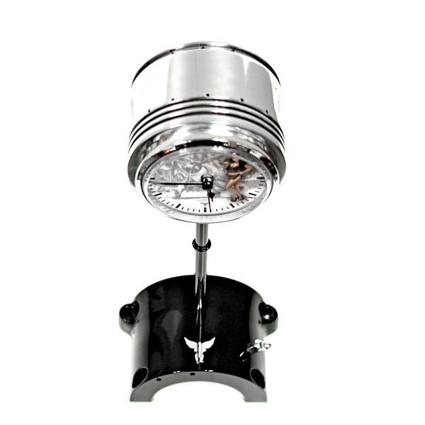 High in the Sky Continental Motors 0-200 C90 Airplane Engine Polished Chrome Piston Pinup Clock