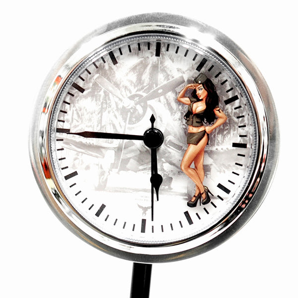 High in the Sky Continental Motors 0-200 C90 Airplane Engine Polished Chrome Piston Pinup Clock