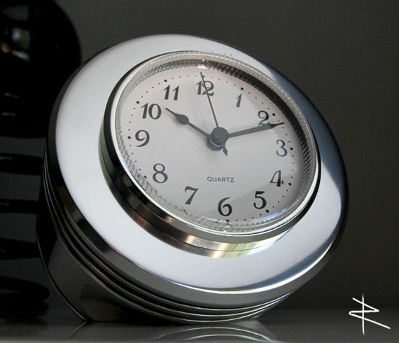 J-Cobs WWII Boeing Stearman Warbird Radial Engine Piston Mirror Polished Desk Clock