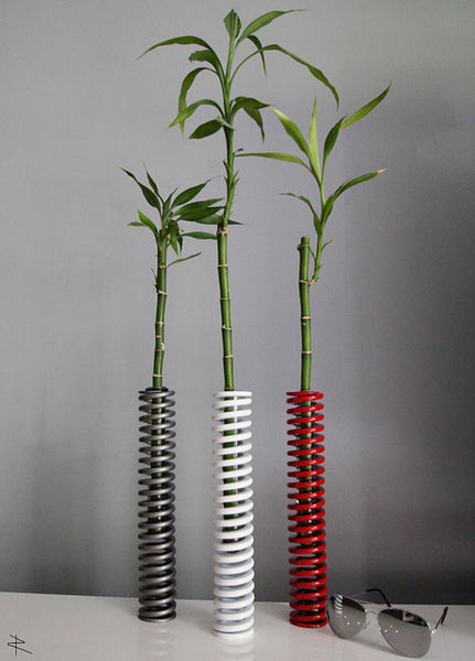 Bamboo / Flowers Aviation Art Custom Metal Spring Vase off Real Flying Airplane