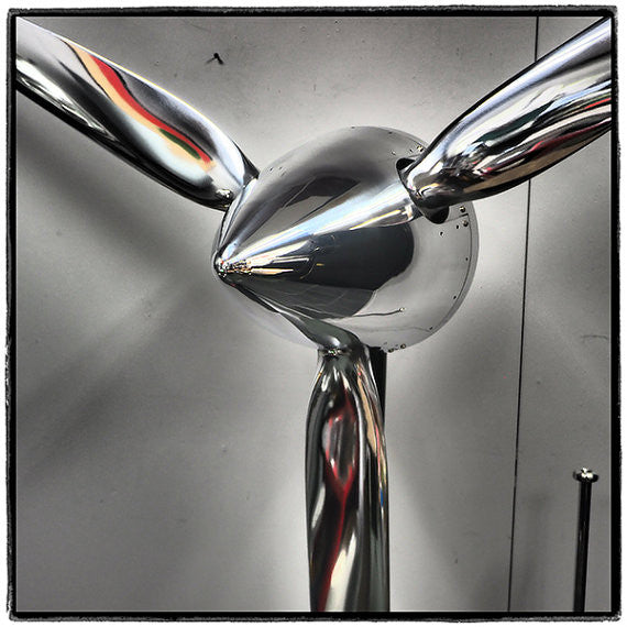 74" SILVER DRAGON 3-Bladed Mirror Polished Chrome Metal Aviation Art Industrial Airplane Propeller
