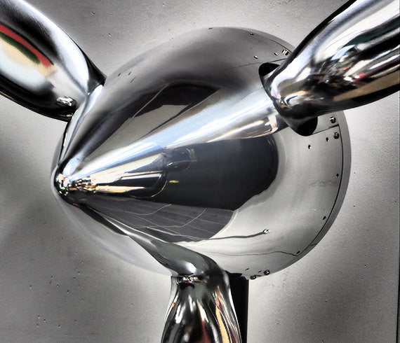 74" SILVER DRAGON 3-Bladed Mirror Polished Chrome Metal Aviation Art Industrial Airplane Propeller