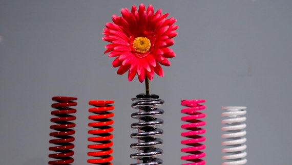 Bamboo / Flowers Aviation Art Custom Metal Spring Vase off Real Flying Airplane