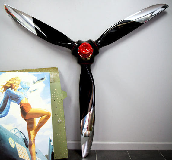 72" BLACK TIGER 3-Bladed Ground-Adjustable Metal Aviation Art Airplane Propeller Display