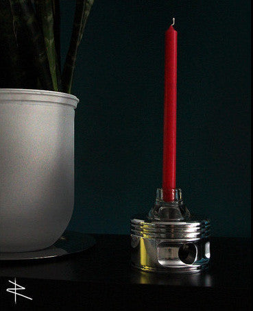 the KATE Jacobs WWII Radial Engine Piston Mirror Polished Tea Light Candle Holder
