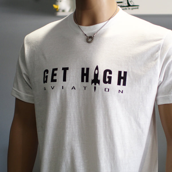 Get High Aviation Mens & Womens Aviator Pilot Flying Monkey Rocket T-Shirt