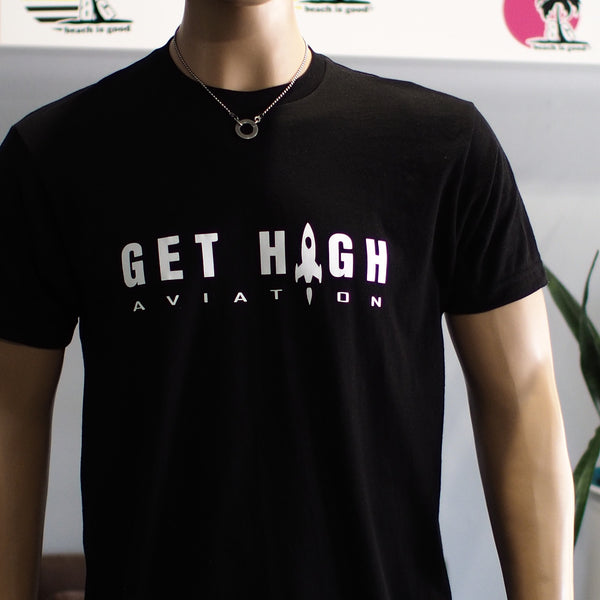 Get High Aviation Mens & Womens Aviator Pilot Flying Monkey Rocket T-Shirt