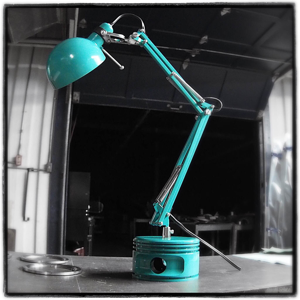 J-Cobs Mid-Century Turquoise WWII Piston Desk Lamp | Aviation Art