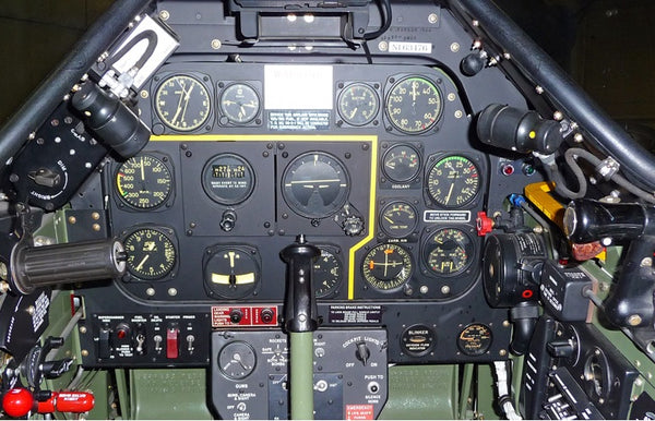 P-51 Mustang WWII Warbird Airplane 8-Day Clock Cockpit Instrument Panel US Army Dog Chain Necklace - Original from World War II