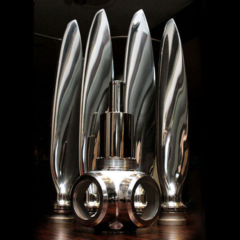 The Original NINJA 4-Bladed Mirror Polished Airplane Propeller Wall Display