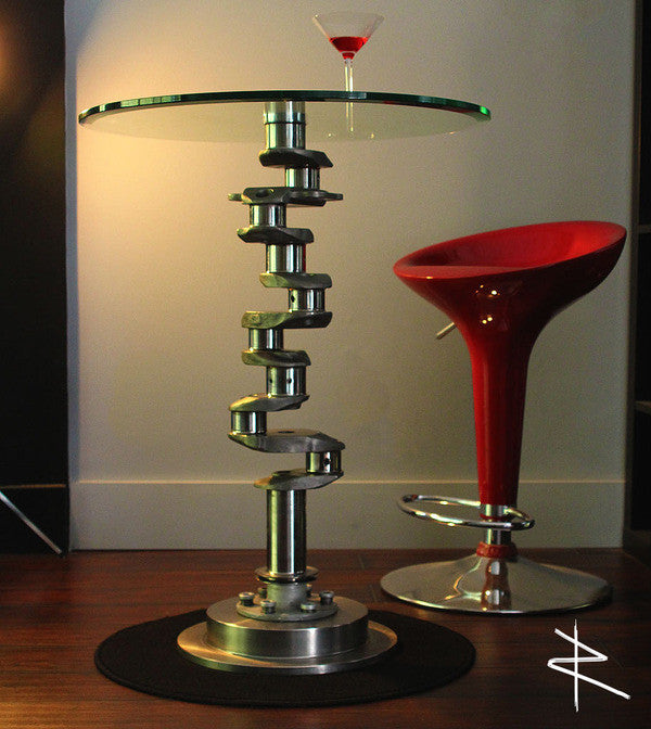 Airplane engine Crankshaft Martini Glass Side Table | Aviation Art