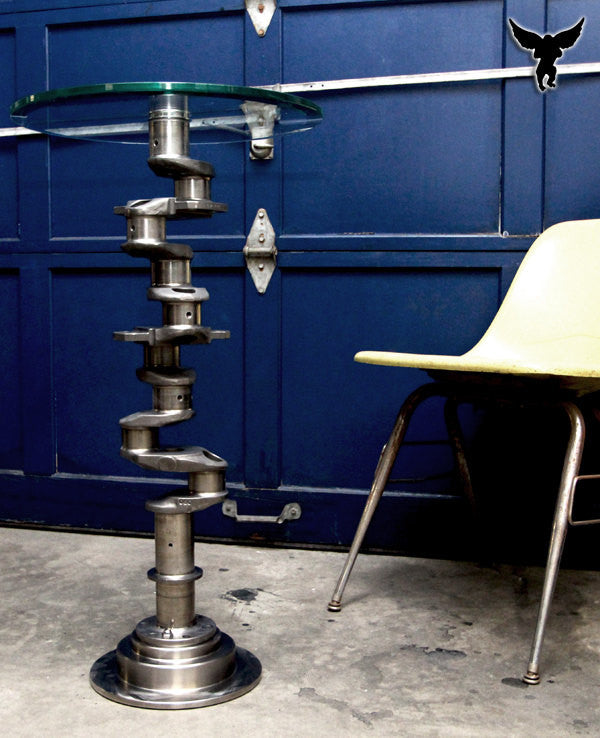 Jet Engine Glass Table Airplane engine Crankshaft Martini Glass Side Table | Aviation Art ...