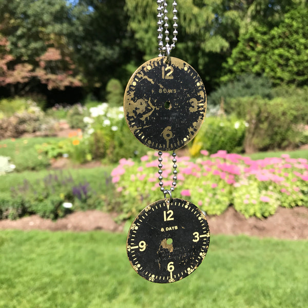 P-51 Mustang WWII Warbird Airplane 8-Day Clock Cockpit Instrument Panel US Army Dog Chain Necklace - Original from World War II